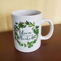 Succulent in Mug "Bloom Where You Are Planted", ceramic white planter Plant Gift image 4
