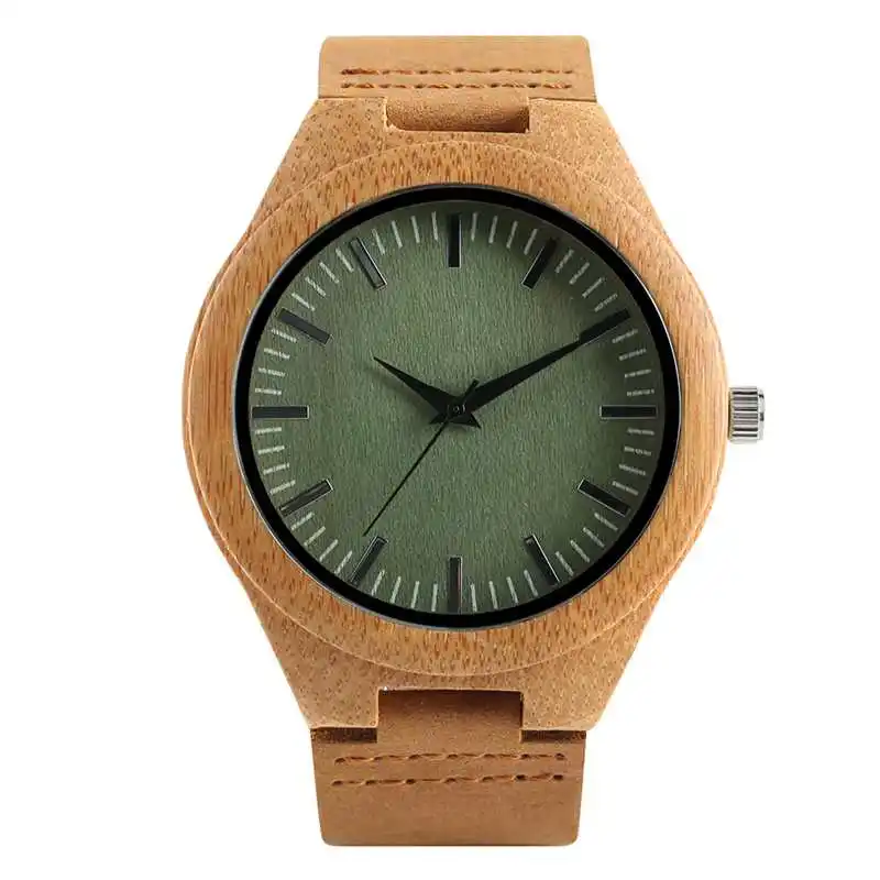 Vintage Wooden Black/Coffee/Green Dial Natural Bamboo Wood Watch for Men... - $28.67