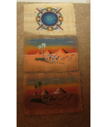 3) THREE HAND PAINTED PAPYRUS PAINTINGS BY MOHAMEND KHEDR     - £69.13 GBP