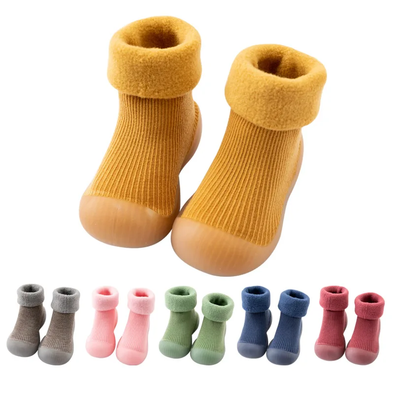 Warm snow shoes first walkers infant boys brushed thick socks yellow baby girls booties thumb200