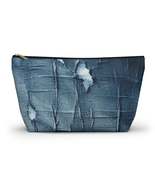 Distressed Blue Denim-Look: Edgy, Torn Fabric Design - Accessory Pouch w... - £10.42 GBP+