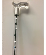 Walking cane acrylic white and green roses lucite elegant designer chang... - $72.22