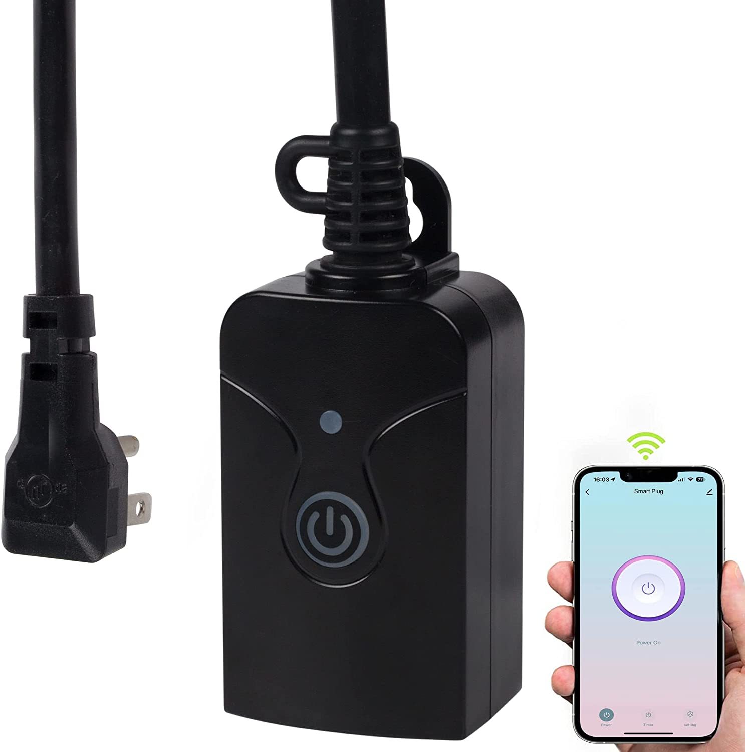 Outdoor Smart Wifi Plug Outlet, Hbn Heavy Duty Wi-Fi Timer With One, 1 Pack - $44.99