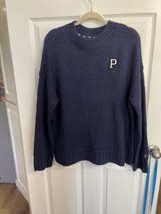 Victoria&#39;s Secret Pink Sweater Cable Knit Top Pullover P College VS Navy... - £12.02 GBP