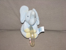 Carters John Lennon Baby Ring Rattle Stuffed Plush Blue Elephant Toy Vintage Euc - £19.87 GBP
