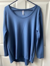 Lularoe Lynnae Top Blue Womens Plus 2x Textured Long Sleeved Hi Lo Hem - £12.38 GBP