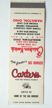 Carter&#39;s Drive In - Hamilton, Middletown, Ohio Restaurant 20FS Matchbook Cover - £1.35 GBP