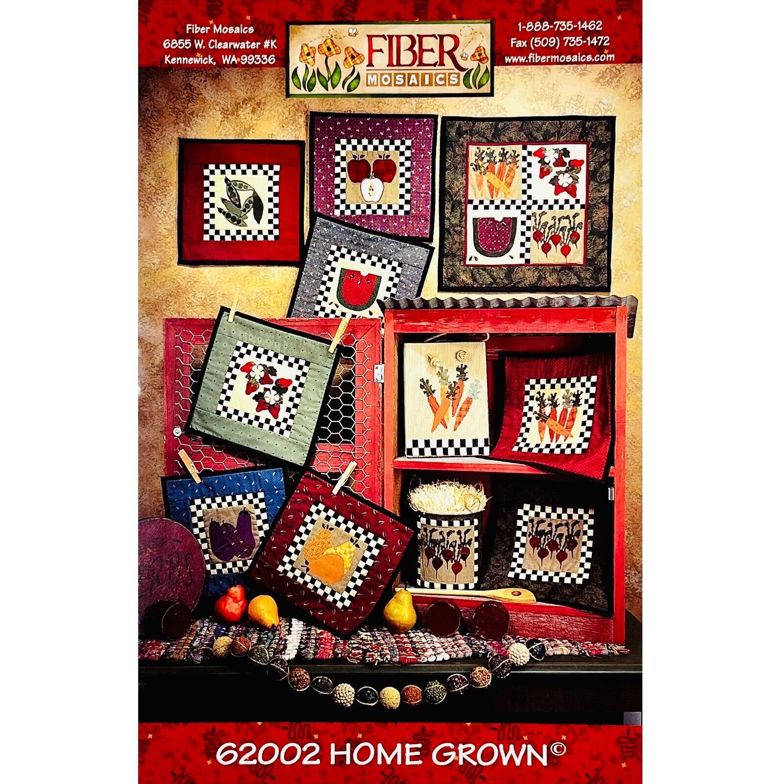 Home Grown Quilt PATTERN 62002 Fruit and Veggie Kitchen Quilts by Fiber Mosaics - $9.99