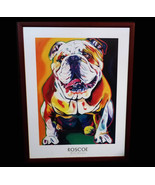 25" Bulldog Framed - Ron Burns Roscoe English Bulldog - pop Art Print - Dog Art  - $195.00