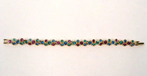 Primary image for Swarovski Crystal Bracelet Gold Tone Link Multicolor