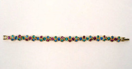 Swarovski Crystal Bracelet Gold Tone Link Multicolor - £45.42 GBP