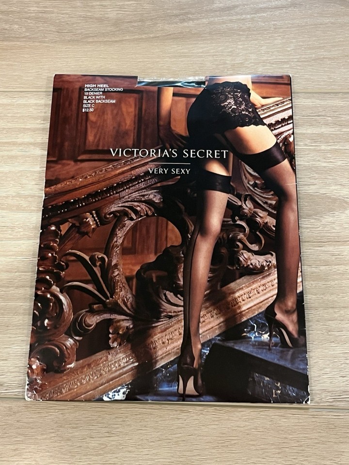 Victorias Secret Very Sexy High Heel Backseam Stocking Sz C Black NEW - £29.78 GBP