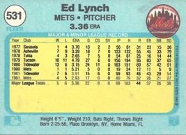 1982 Fleer Ed Lynch 531 Mets - £0.78 GBP