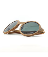 Circle Wooden Sunglasses with Green Lenses - Stylish, Lightweight, Eco-Friendly  - $139.00