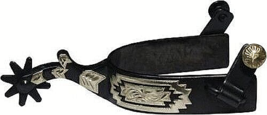 Western Saddle Horse Show Spurs Black Steel w/ Engraved Silver Overlay - £26.74 GBP