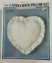 Candlewick Heart Pillow Kit White Muslin Embroidery DS01 14&quot;x14&quot; NEW Vintage - £10.35 GBP