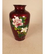 Stunning Mid Century Japanese &#39;Pigeon Blood&#39; Cloisonne Vase, Silver - $41.73