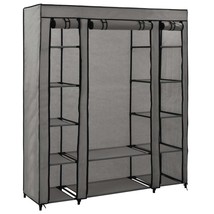 Wardrobe with Compartments and Rods Grey 150x45x176 cm Fabric - £40.09 GBP