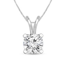 0.50ctw Round Solitaire Lab-Grown Diamond Pendant 14K White Gold F/VS1 - £160.81 GBP