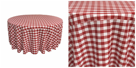 Round Checkered Tablecloth 72&quot; 1 CT - Red - P01 - £73.45 GBP