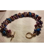 Beaded Bracelet Size 6-7.5 multi colored Adjustable Handcrafted - £14.76 GBP