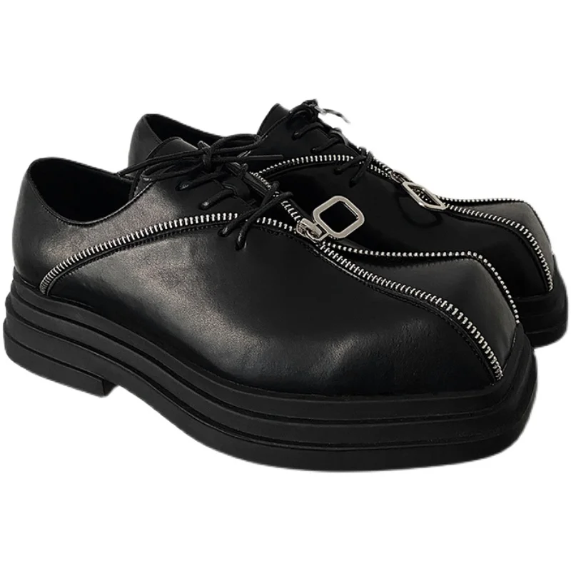 Unique Zipper Design Men&#39;s Heighten Platform Shoes Eye-catching Modern M... - $183.41