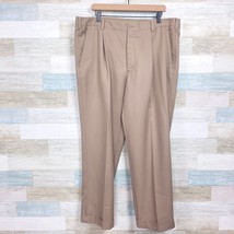 NIKE GOLF Pleated Dri Fit Dress Pants Beige Twill Cuffed Work Office Men... - $34.64