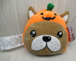 Idea Nuova plush tan puppy dog head Harvest Pumpkin round squishy pillow... - $13.50