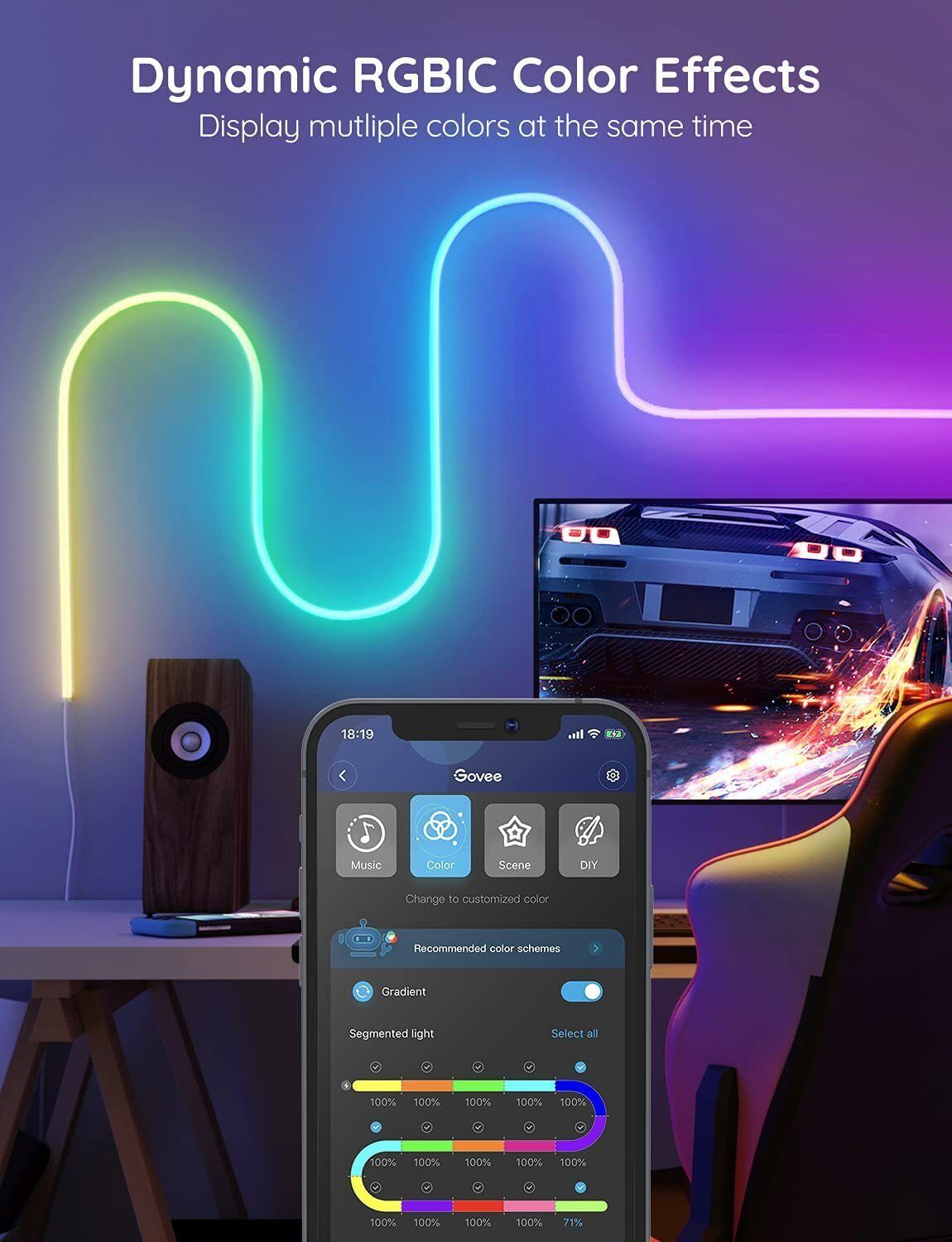 12V24V Bluetooth WIFI5 M RGBIC Colorful Music Neon Light - £84.07 GBP