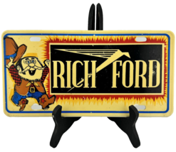 Vintage New Mexico Rich Frod Plastic Licenese Plate Cartoon Cowboy - £29.59 GBP