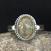 925 Sterling Silver Rutile Quartz Oval Handmade Ring Women Gift For Party - £25.87 GBP+