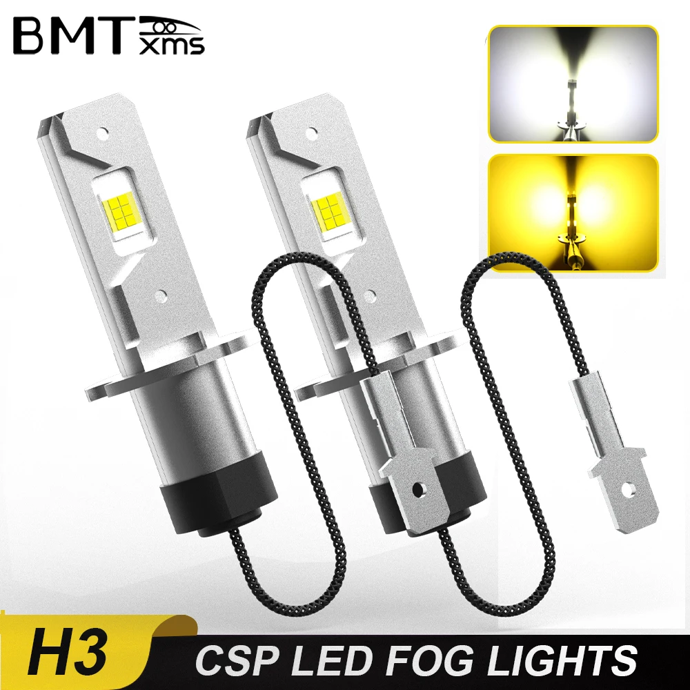 BMTxms 2Pcs Mini H3 LED Car Headlight Bulbs Fanless H3 LED Fog Light Bulb Yellow - £21.34 GBP