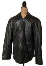 Brandini Black Leather Bomber Jacket Coat Men M - £64.34 GBP