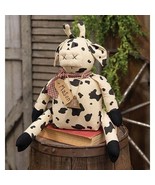 folk art primitive country rustic farm animal MASON COW 11&quot; DOLL - $1,157.40 MXN