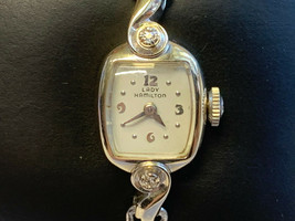 14K White Gold Case Hamilton Ladies Wrist Watch 4.11g Jewelry 7&quot; Adjusta... - £319.70 GBP