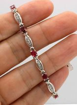 5.50Ct Red Ruby and Diamond Tennis Bracelet 14k White Gold Over For Gift - £128.69 GBP