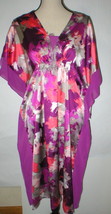 New Womens NWT $68 Satin H Halston Caftan Night Gown S M Cover Up Purple Orange  - £53.81 GBP