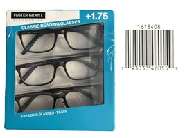 Design Optics By F.G Classic Reading Glasses +1.75 3-PK COSTCO#1618408 OPEN BOX - £10.90 GBP