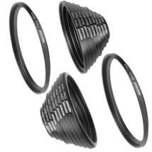 Neewer 20 Pieces Anodized Black Metal Lens Filter Adapter Ring Kit Including 10  - £40.10 GBP