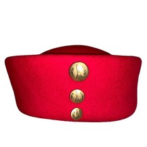 Vintage Red Pillbox Hat Felted Wool 3 Button Paris 50s Classic - £97.77 GBP