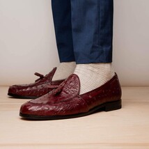 Aubiere Genuine Ostrich Quill Slip on Shoes Wine image 6