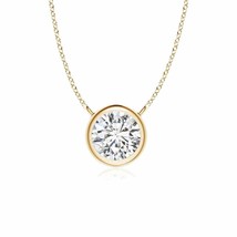 ANGARA Round Natural Diamond Pendant Necklace in 14K Gold (Grade-HSI2, 0.15 Ctw) - £394.88 GBP