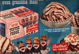 Sealtest Gay 90&#39;S Toffee Fudge Ice Cream Vintage 2-PAGE 1956 Magazine Ad b3 - £17.70 GBP