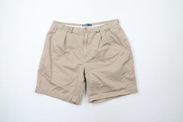 Vintage Ralph Lauren Mens 38 Spell Out Pleated Tyler Chino Shorts Brown Cotton - £34.09 GBP