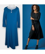 SOFT SURROUNDINGS Elysia peacock blue scallop detail comfy midi dress sz... - $52.03 CAD