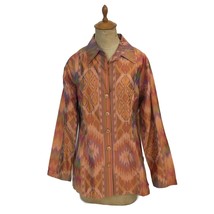 Soft Surroundings Women&#39;s Silk Ikat Tribal Patterned Top Blouse Size Medium S1 - £18.19 GBP