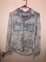 NWT Thread &amp; Supply Acid Wash Tencell Lyocell Denim Look Shirt SZ XS - £12.65 GBP