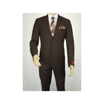 Men RENOIR suit Solid Two Button Business Formal Year Round Slim Fit 201-5 Brown image 2