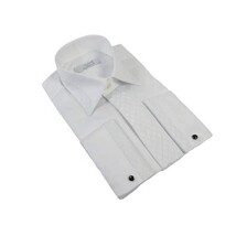 Men CEREMONIA Formal Tux Cotton Shirt Slim Fit Turkey #JKF 13 White Checker image 3