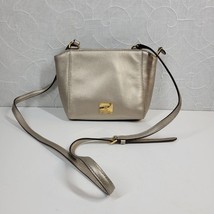 VTG Lauren RL Pebbled Cow Leather Purse 9.5&quot; Rose Gold Silver Crossbody Bag - $39.95